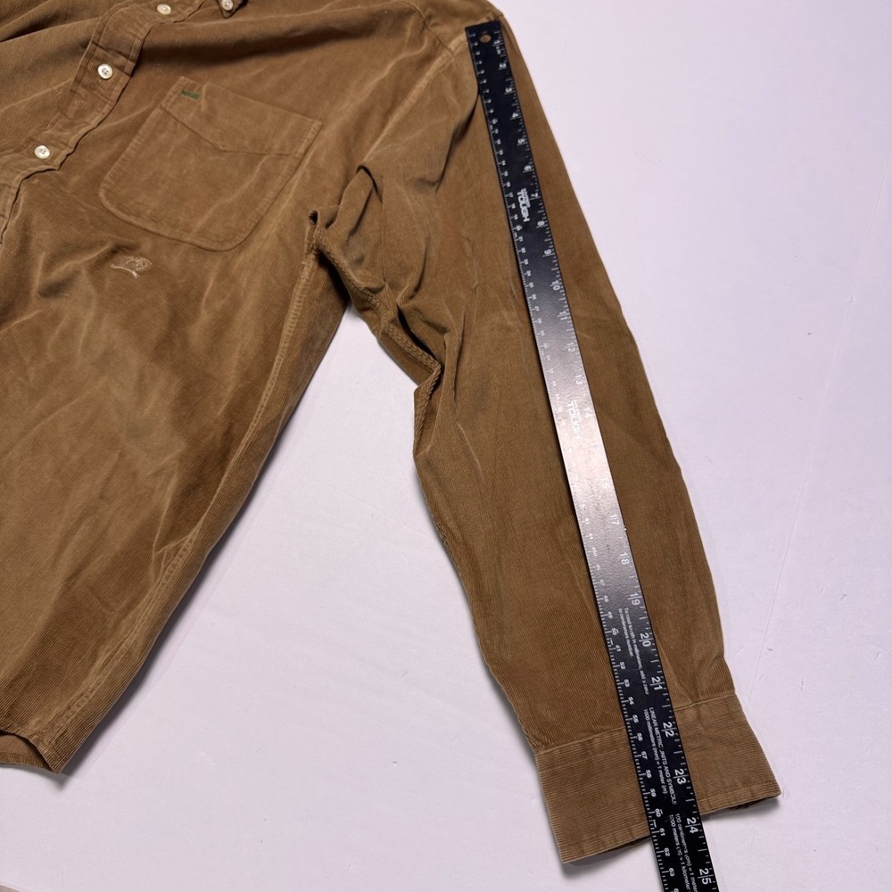 Tommy Hilfiger Shirt Mens Medium Button Down Brown Cotton Corduroy Workwear 90s - Picture 8 of 9
